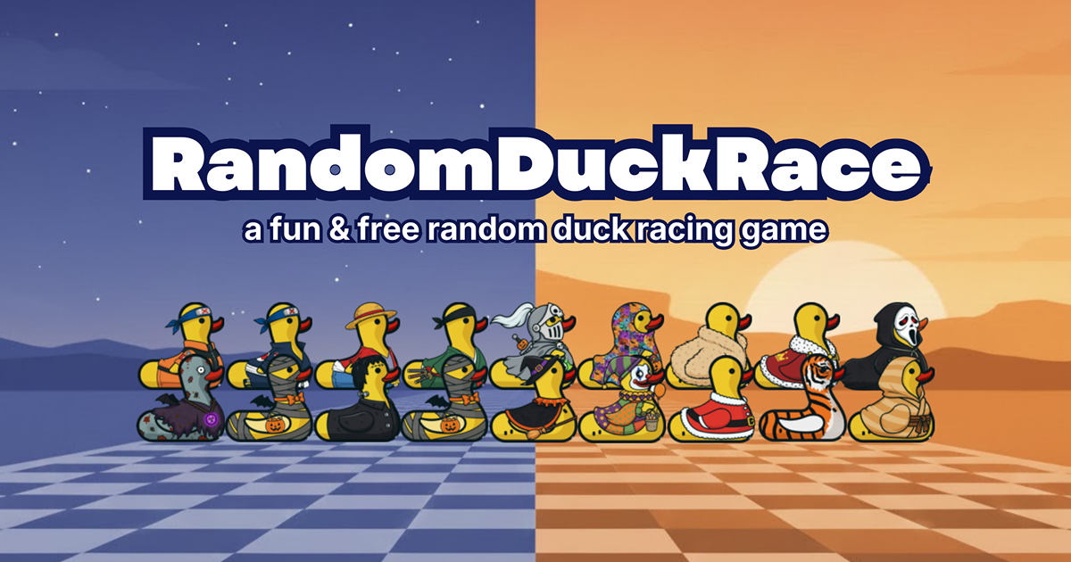Cute ducks racing with names like Speedy, Quacky, Waddles
